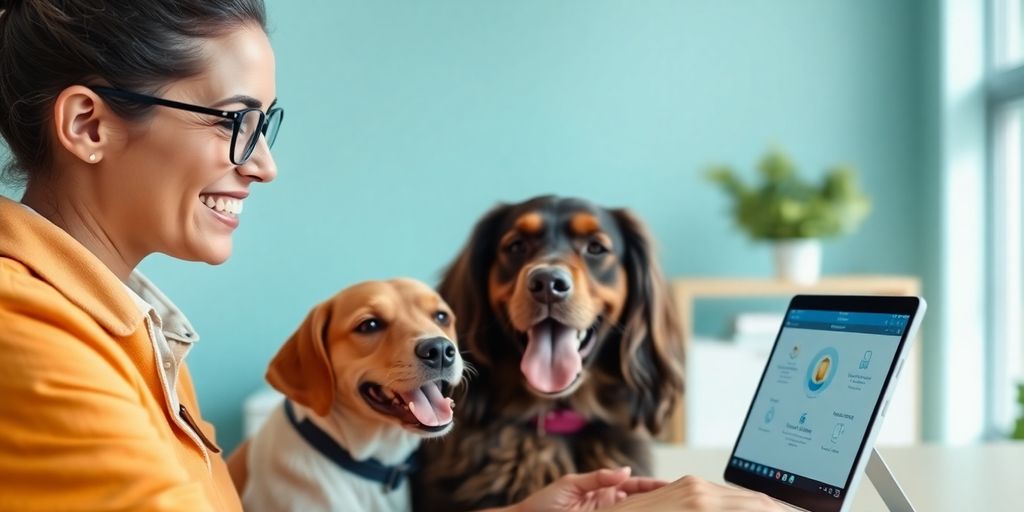 Dog daycare owner speaking with AI on phone.