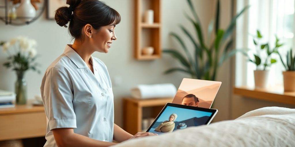 AI receptionist assisting a massage client.