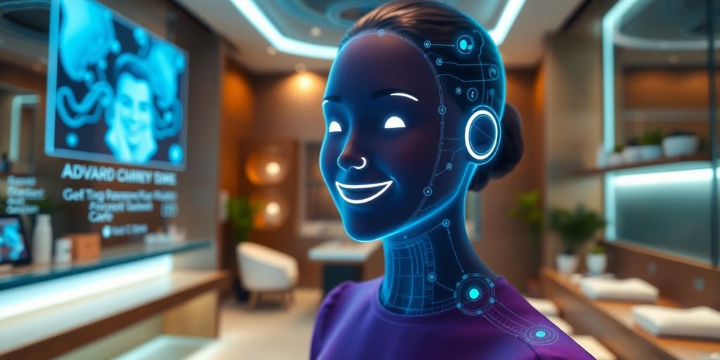 MedSpa receptionist bot assisting clients with digital interface.