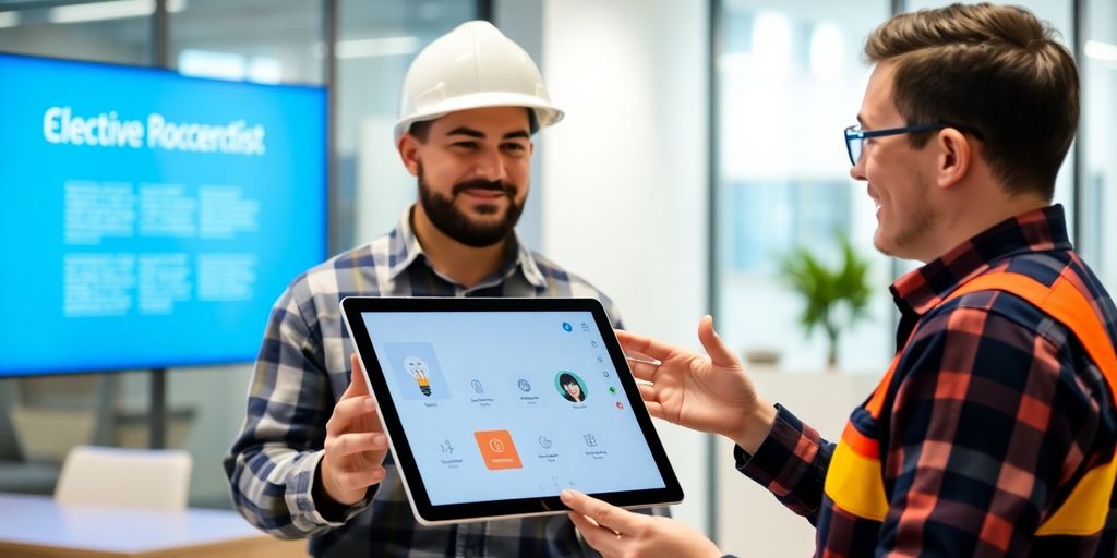 Electrician talking to AI virtual receptionist.