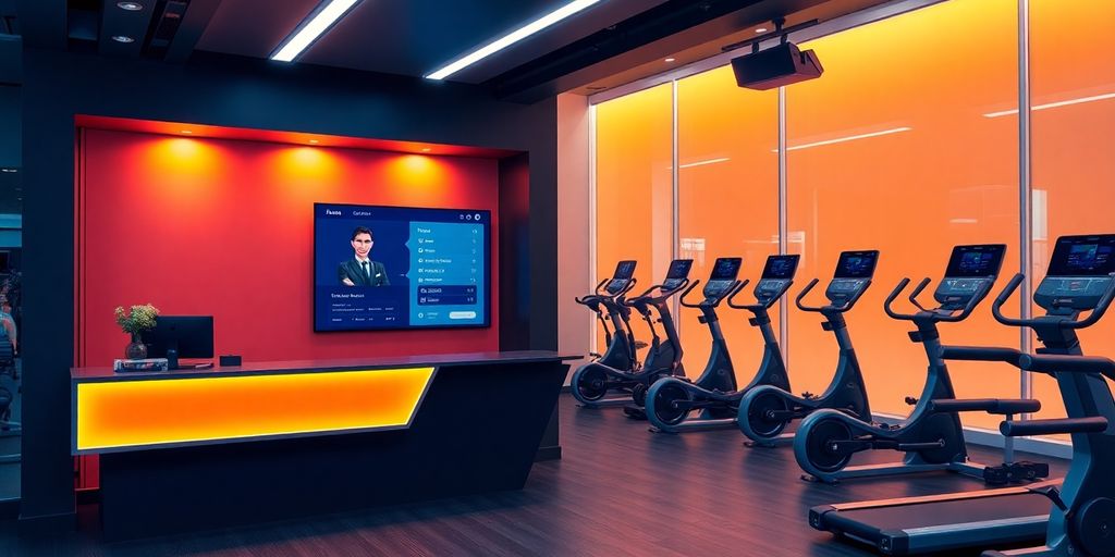 Chatbot interface interacting with gym equipment.