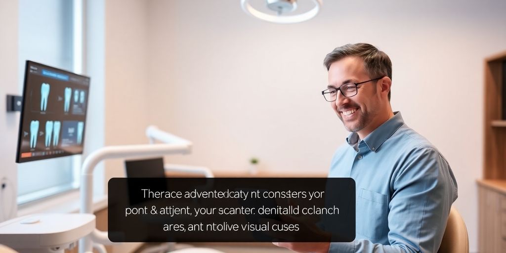 Dentist smiling with AI virtual receptionist.