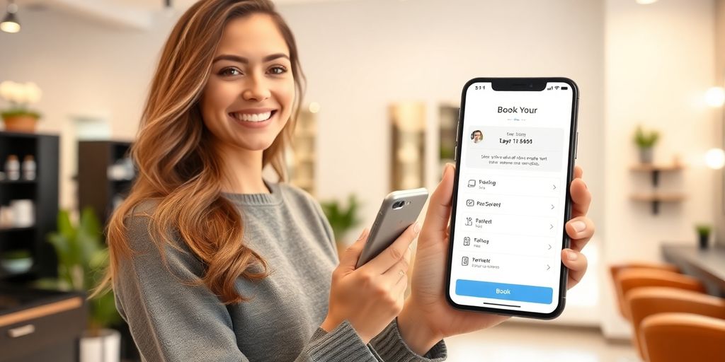Stylist with phone, AI interface visible.
