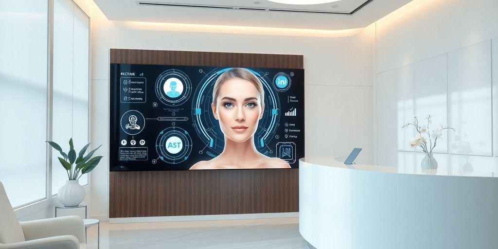 Cosmetic clinic reception desk with a friendly AI.