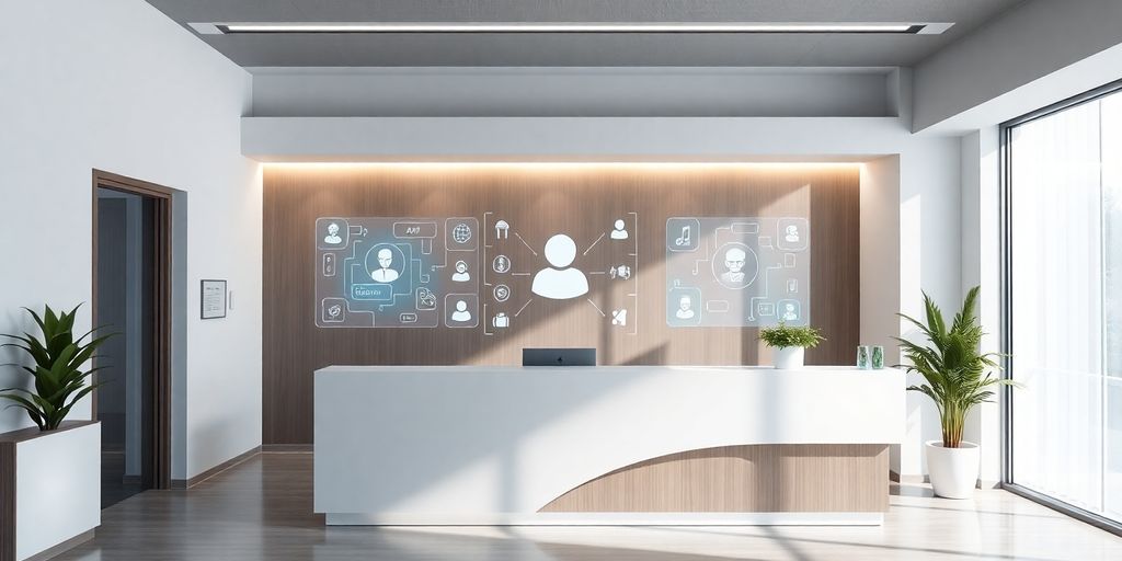Physiotherapy clinic reception with AI answering calls.