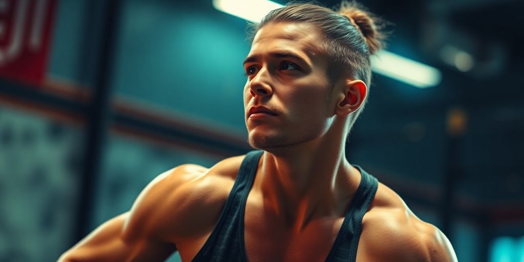 CrossFit athlete interacting with AI interface.