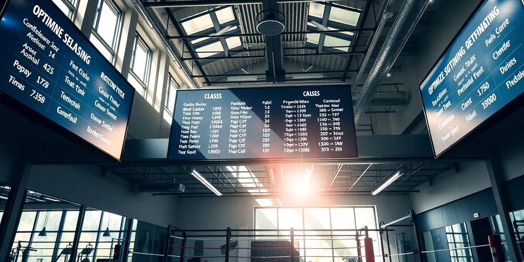 Boxing gym with AI optimizing class schedules.