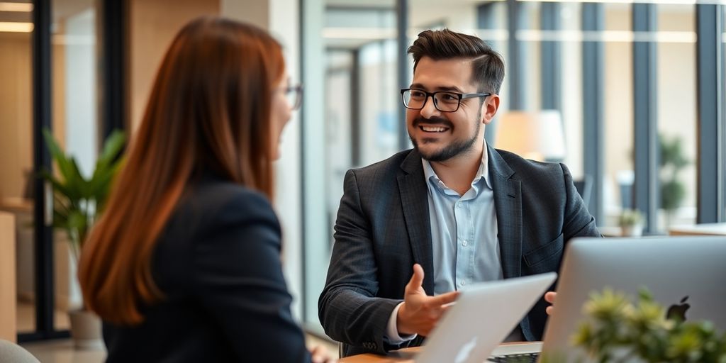 Real estate agent shaking hands with a client.
