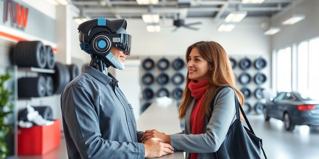Tire shop customer service AI.