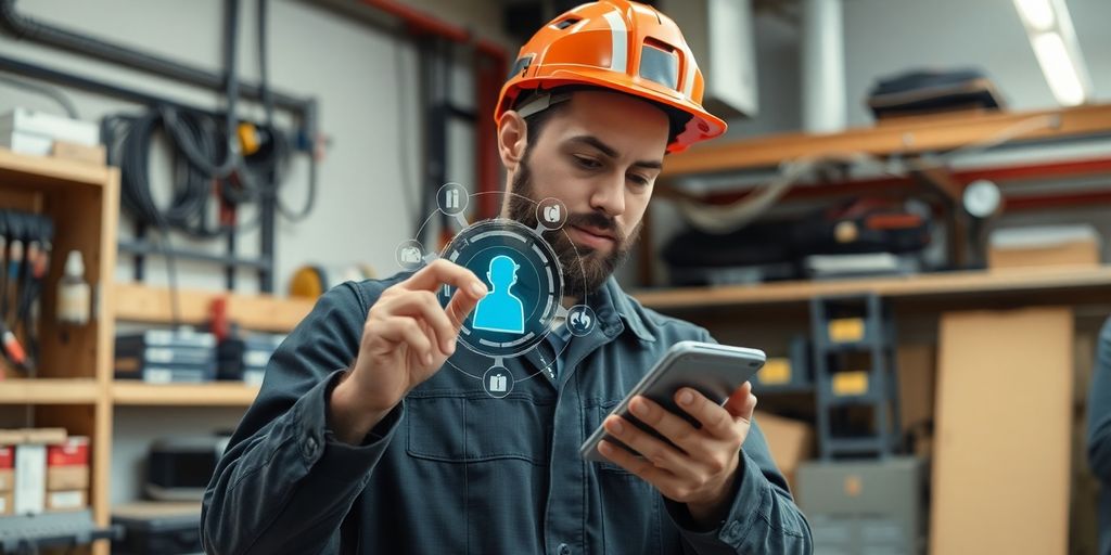 Electrician using AI answering system.