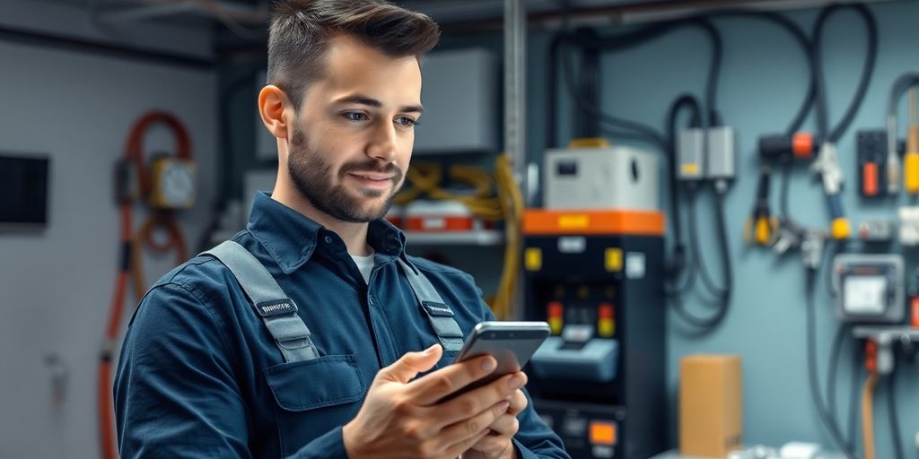 Electrician using AI answering system.