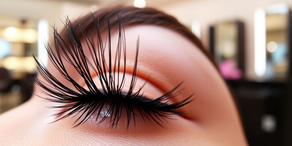 Lash artist booking clients on AI scheduler.