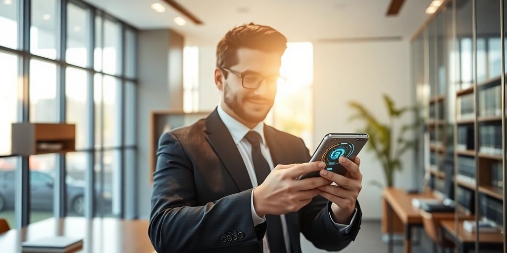 Lawyer using AI phone system for practice growth.