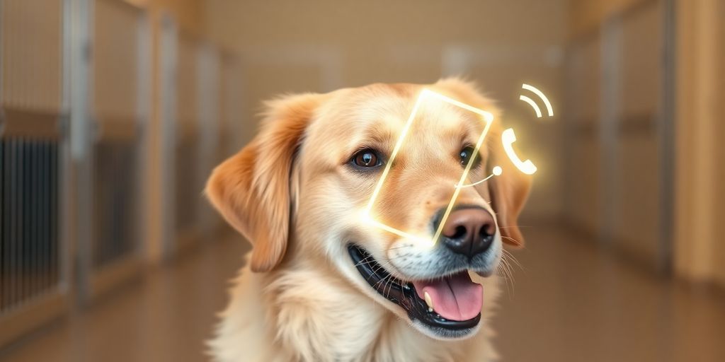 AI answering phone for happy dog at kennel.