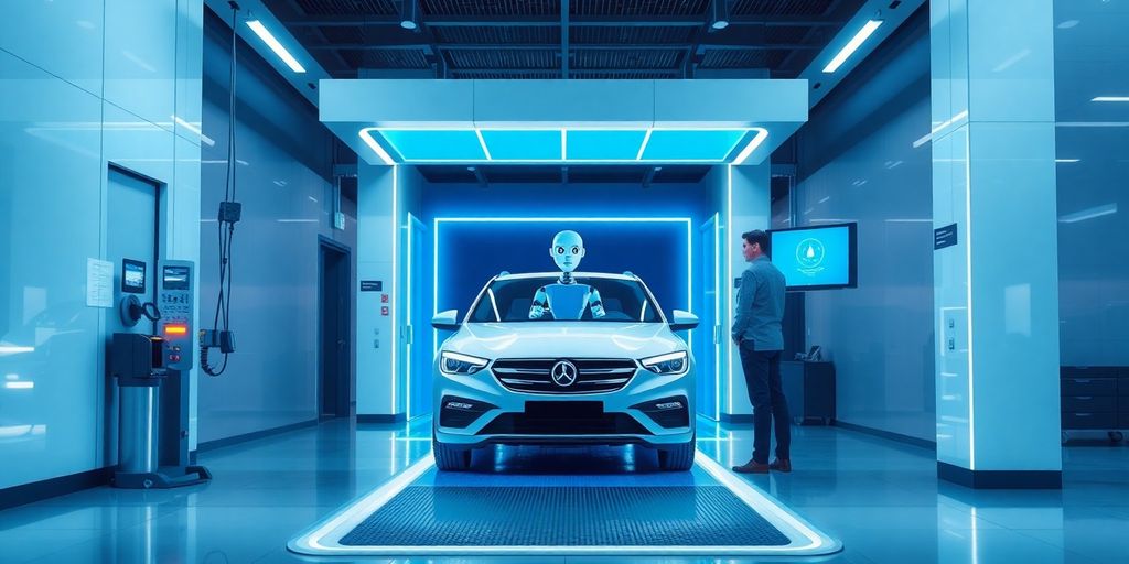 Car wash attendant interacting with AI.