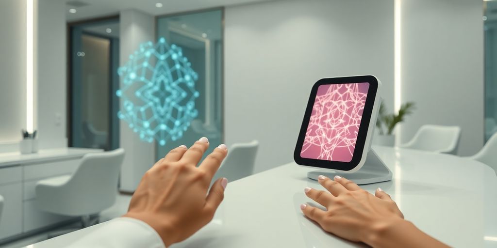 Nail salon interior appointments AI technology.