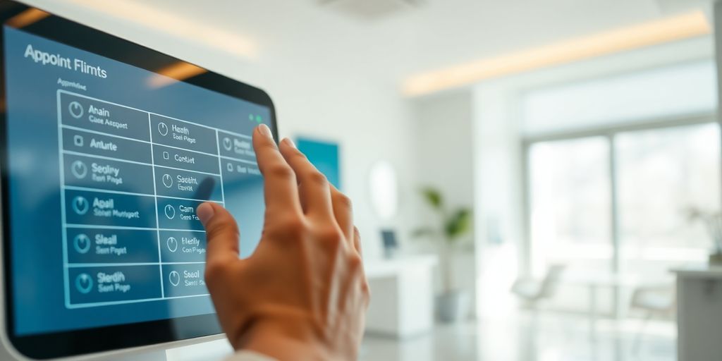 Massage therapist using AI scheduling interface.