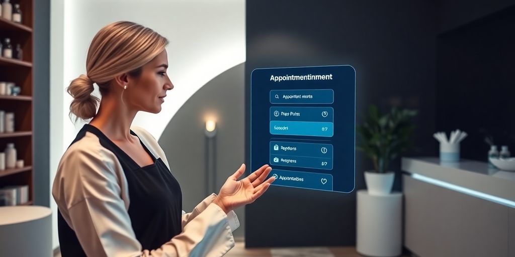 MedSpa receptionist interacting with AI interface.