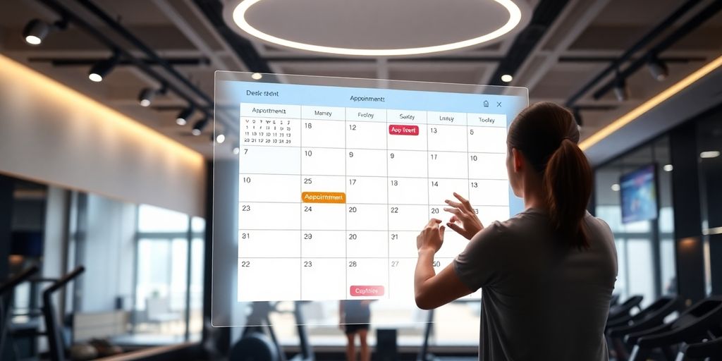 Fitness studio with AI booking interface.