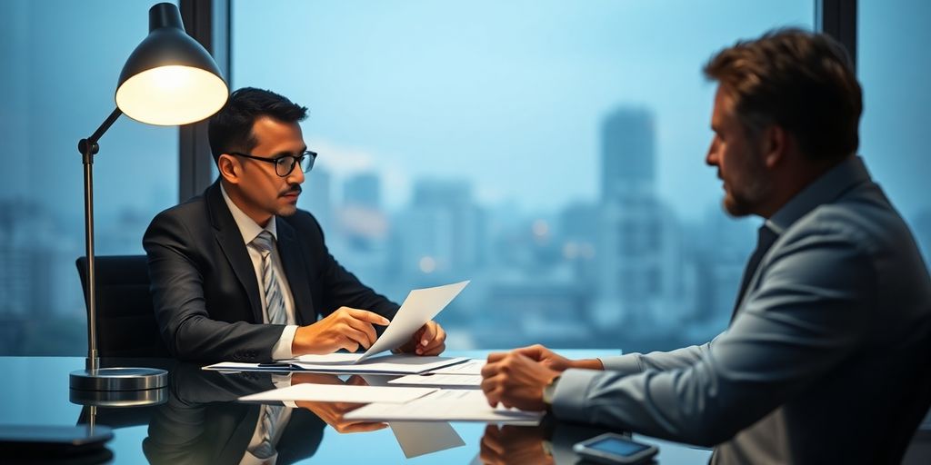 Lawyer working at desk, AI assistant visible.