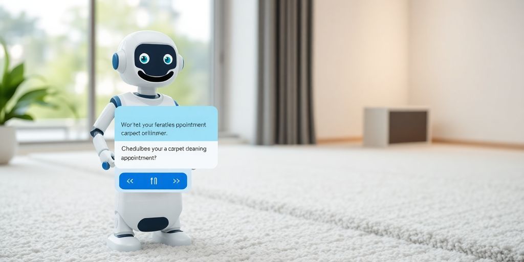 AI chatbot assisting with carpet cleaning appointments.