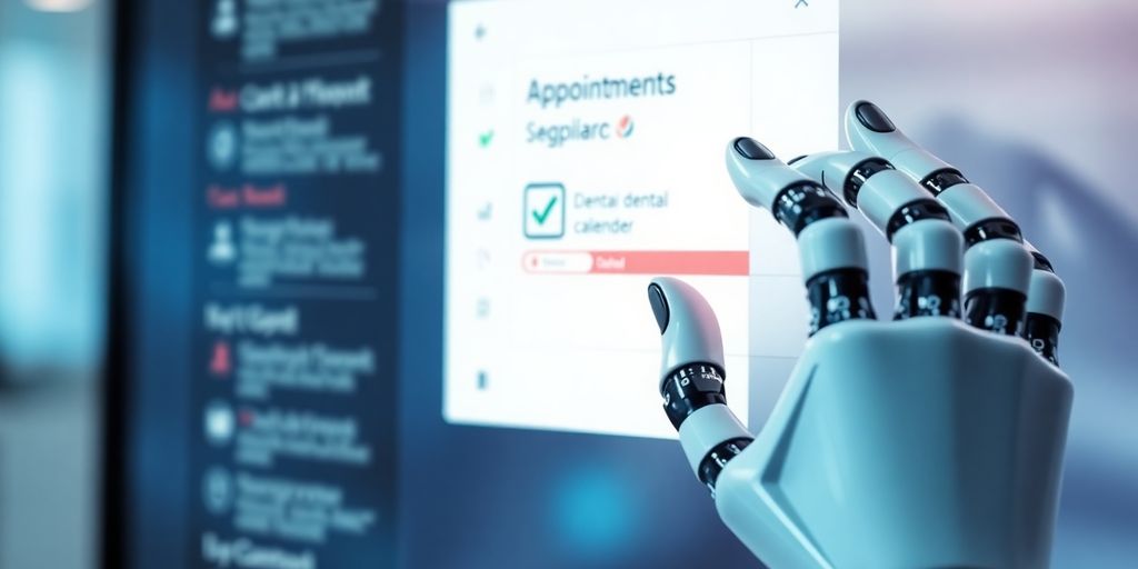AI bot setting dental appointment on a calendar.