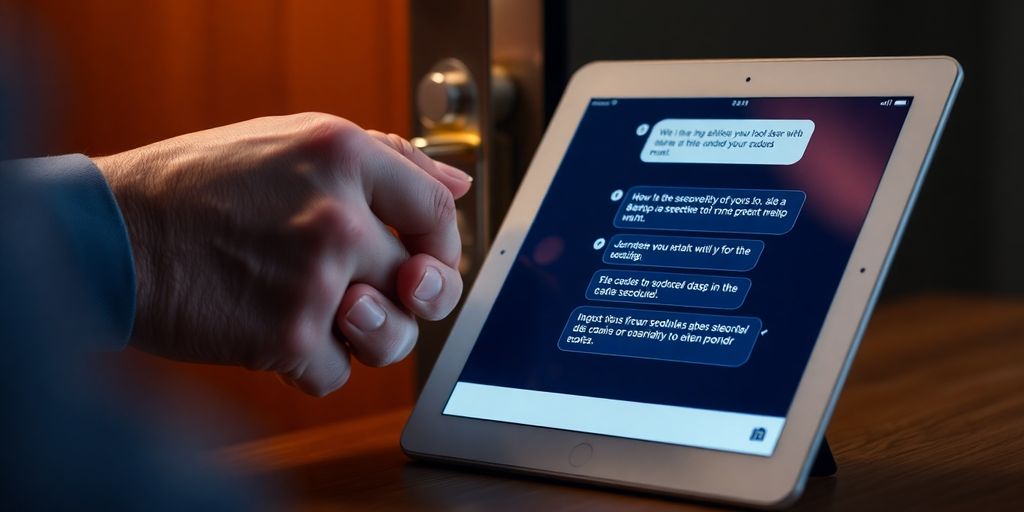 Locksmith working late with AI bot interface