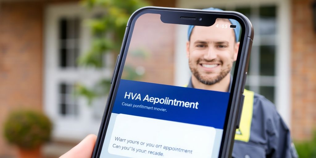 HVAC technician receiving appointment confirmation.