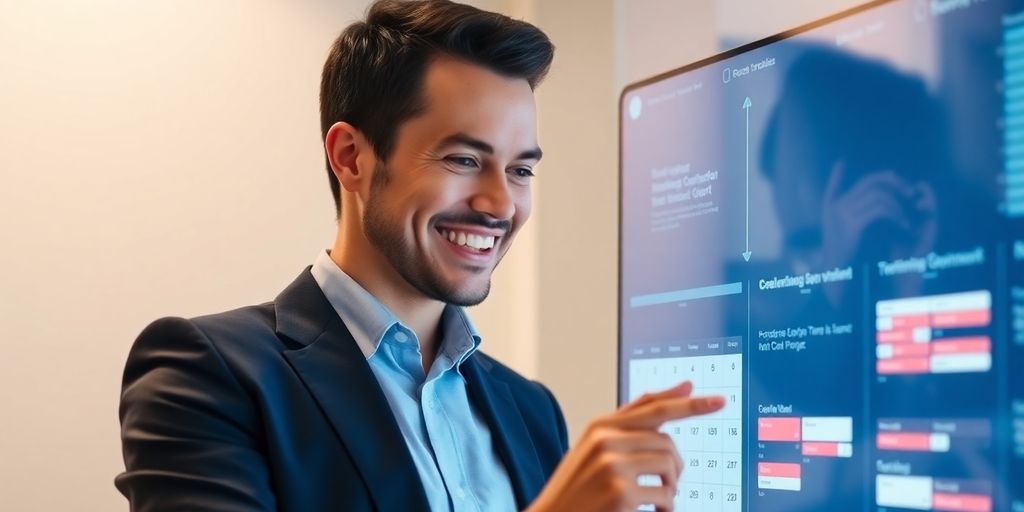Accountant using AI scheduling tool.