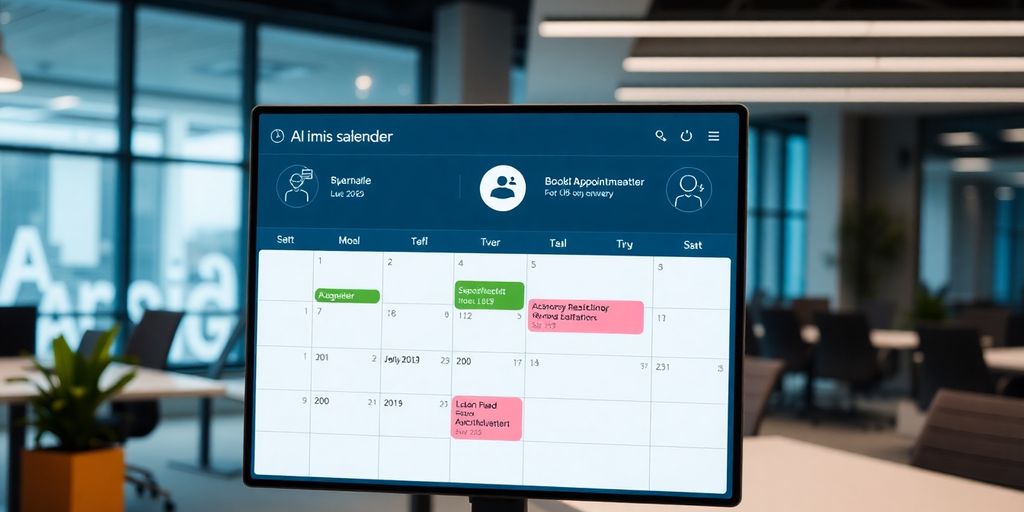 AI bot scheduling appointments on a calendar.