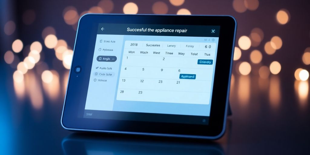 AI scheduling appliance repair appointments on a digital screen.