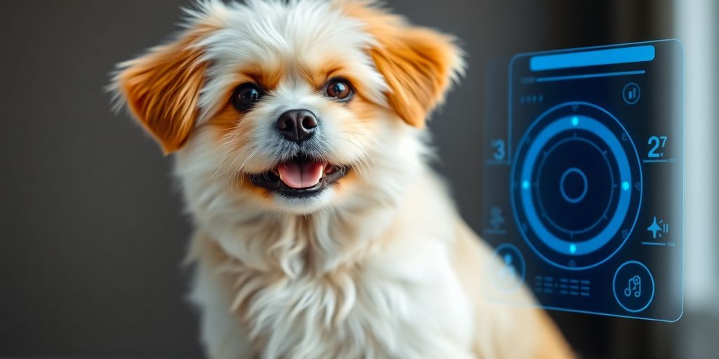 Happy dog getting pampered by AI.