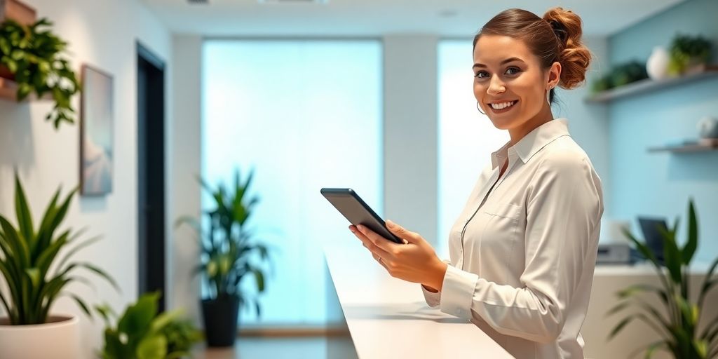 Massage therapist client booking appointment online.