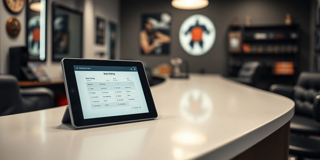 Tattoo artist using a tablet.