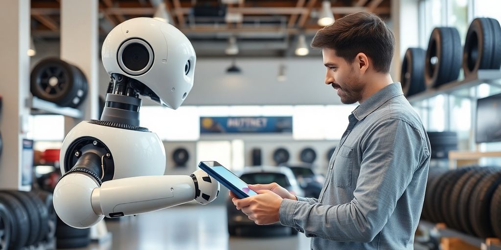 AI setting appointment at a tire shop.