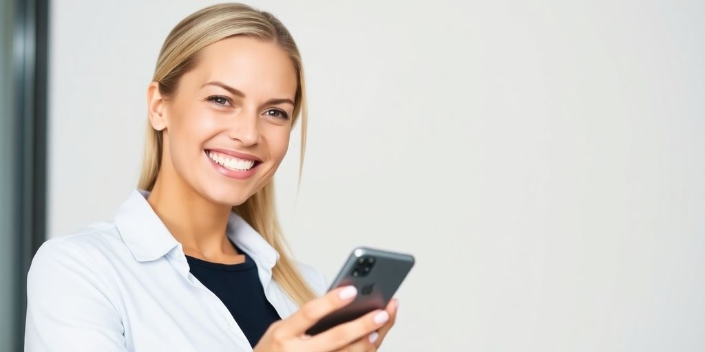 Real estate agent using a smartphone.