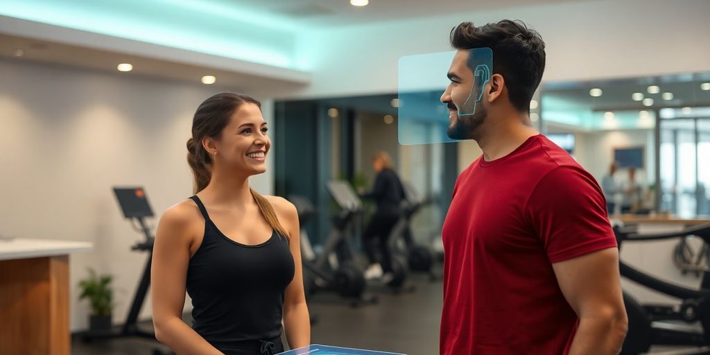 AI front desk assisting fitness studio members.