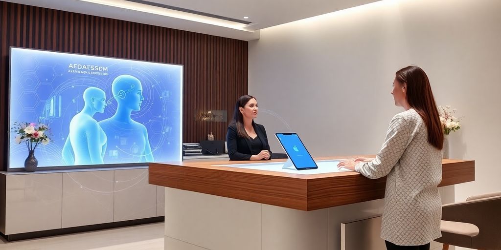 Spa reception with friendly AI interface.