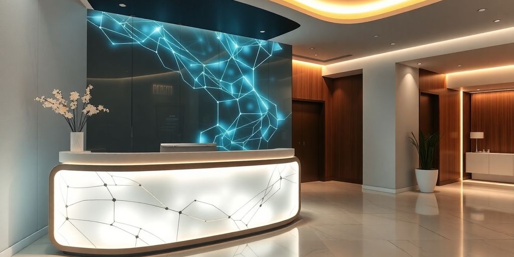 MedSpa reception with AI interface.