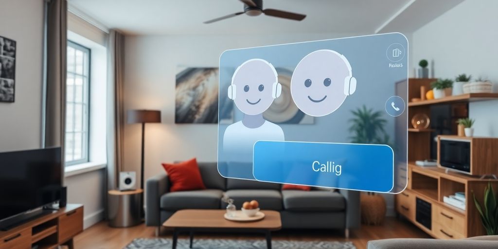 Appliance repair technician with AI assistant interface.