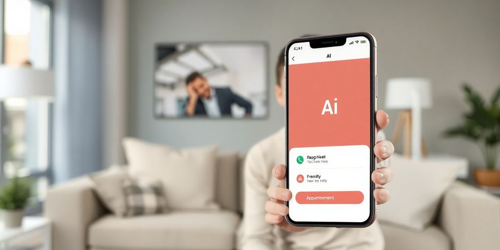 AI chatbot interacting with a customer on a phone screen.
