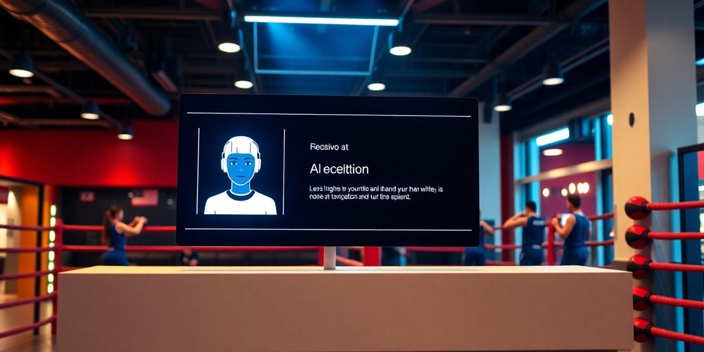 Boxing gym with AI receptionist interface.