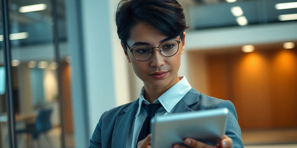 Tax professional interacting with AI interface.