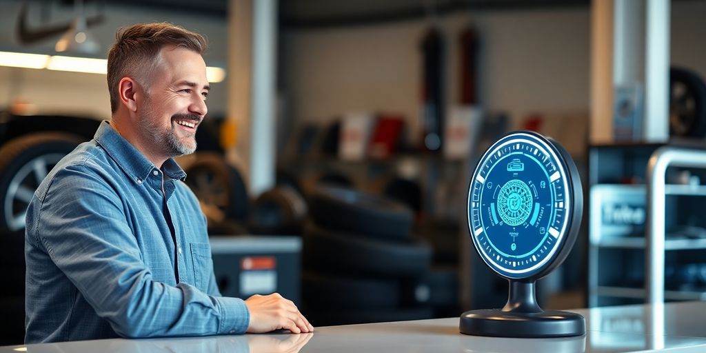 Tire shop transforming with AI front desk solution.