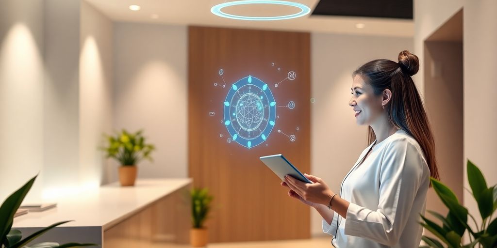 AI receptionist assisting a spa client with booking.