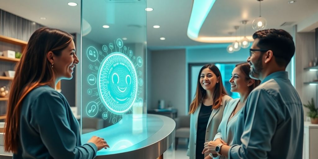 AI receptionist interacting with spa clients.