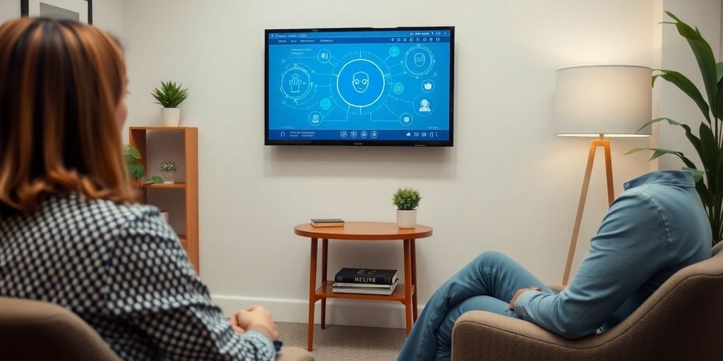 Counselor using AI receptionist interface.