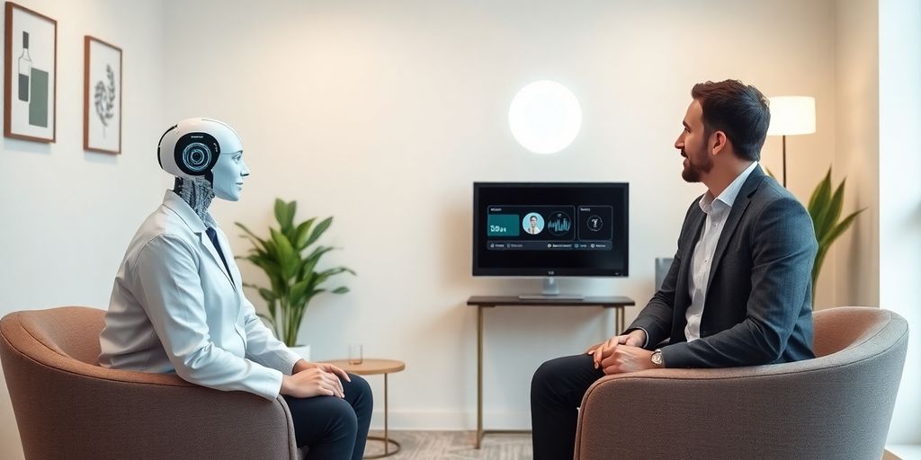 AI receptionist assisting a therapist and client.