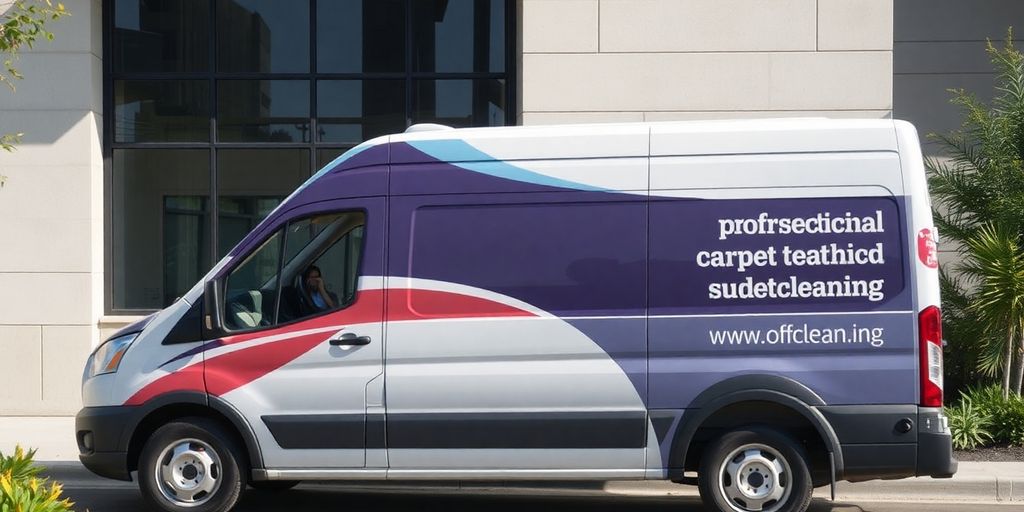 Carpet cleaner speaking with client via tablet.