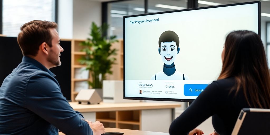 AI receptionist interacting with tax client on screen.
